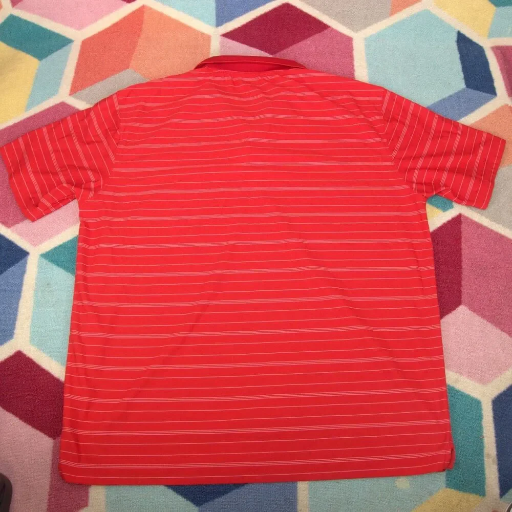 Nike Golf Men's Polo Shirt Sz XL Red Striped Sport Activewear Preppy‎ Tiger